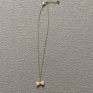 Elegant Pink & Gold Bow Pendant Necklace